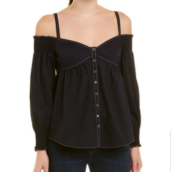 Rebecca Taylor Tops - Rebecca Taylor cold sholder navy button down top